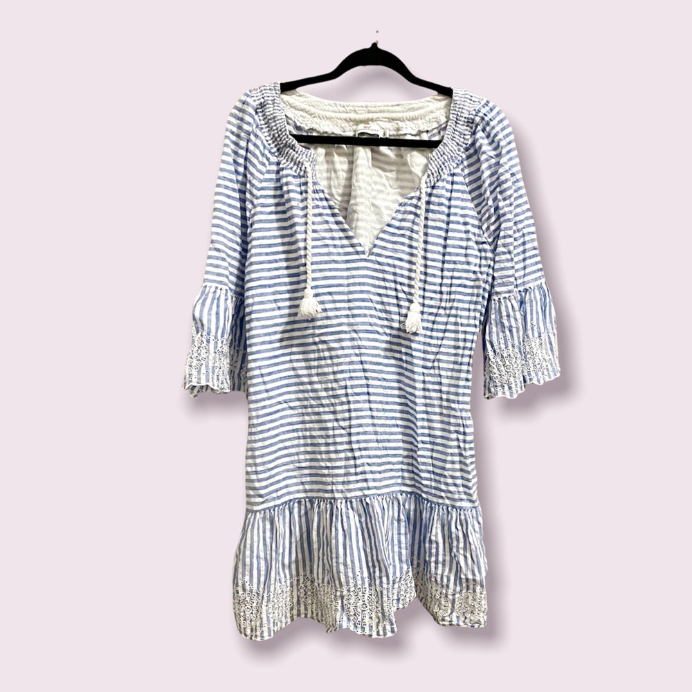 Vineyard Vines blue striped embroidered dress